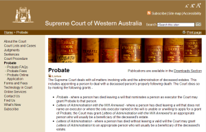 Link to Probate Division of the Supreme Court of WA
